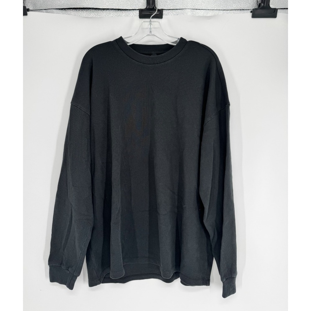 SKIMS Heavy Cotton Jersey Oversized Long Sleeve T Shirt Womens Small Onyx Black